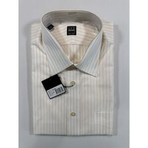 Ike Behar New York 17 35 White Gold Stripe Dress Shirt NWT Peru
